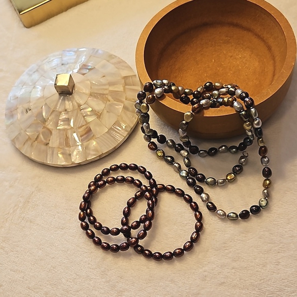 Honora dark colored baroque pearl necklace and bracelets